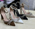 Rhinestone Embedded Pointy Ankle Strap Heels